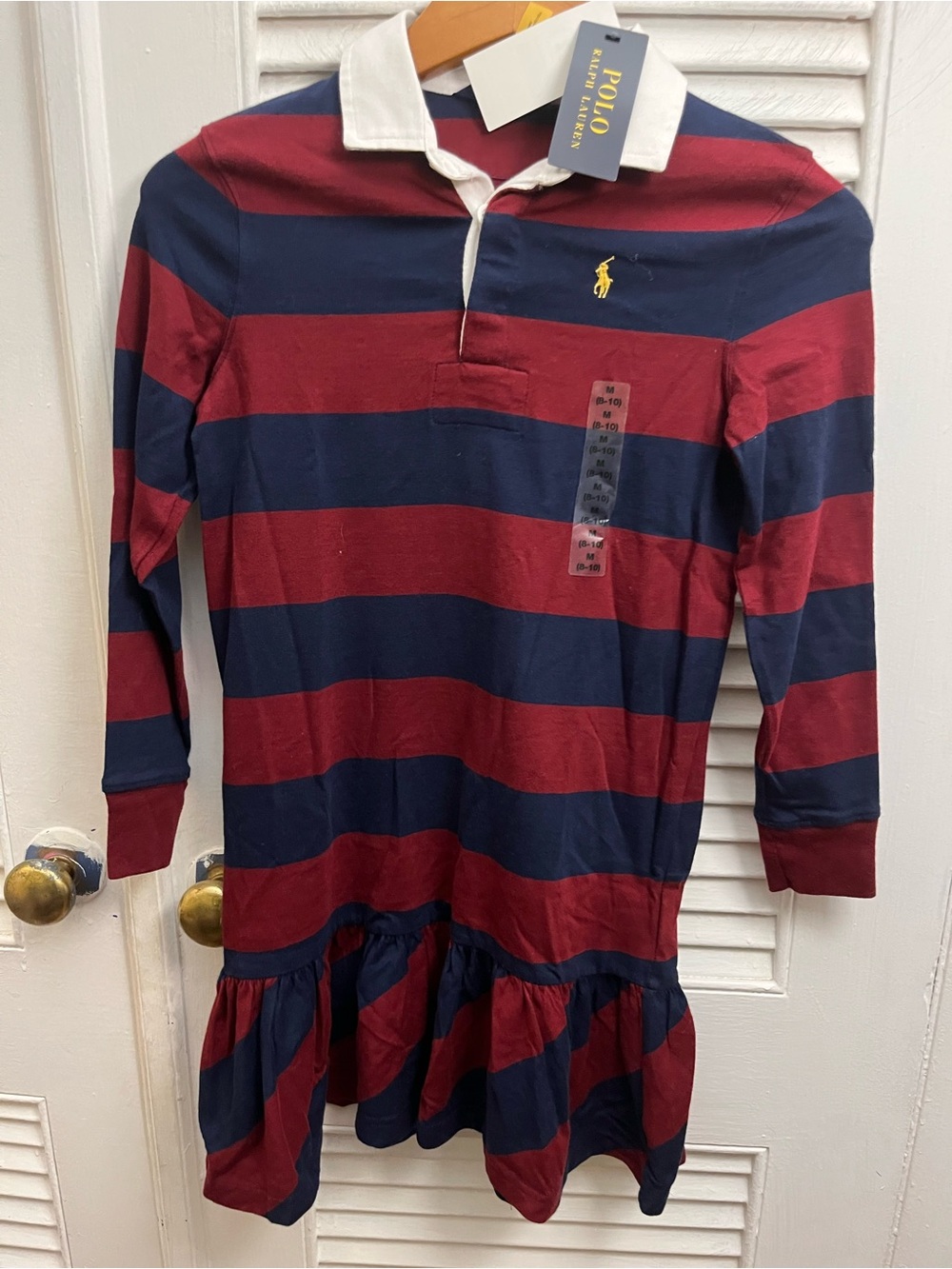 Polo Ralph Lauren Little Girls Striped Jersey Rugby Dress. Size 8-10 New W/ Tags - Picture 2 of 7